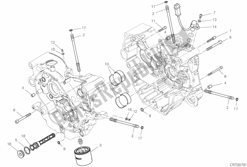 All parts for the 09b - Half-crankcases Pair of the Ducati Scrambler 1100 Special USA 2018